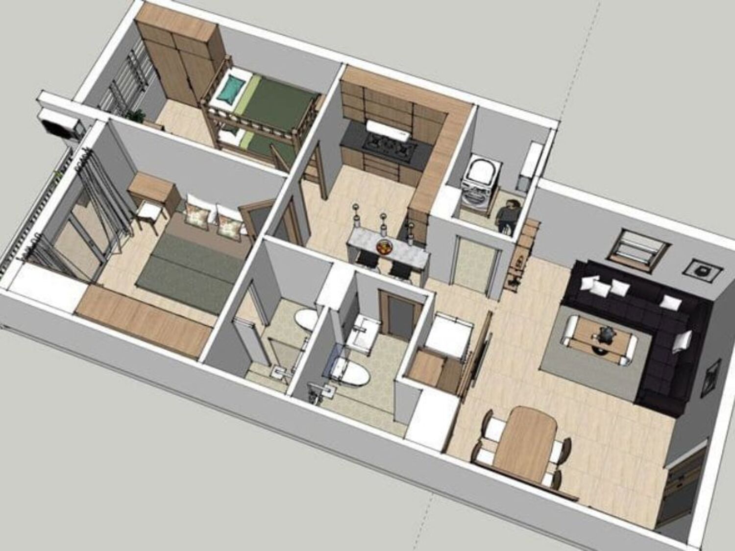 Mặt bằng chi tiết căn hộ Oriental Mansion 2 phòng ngủ