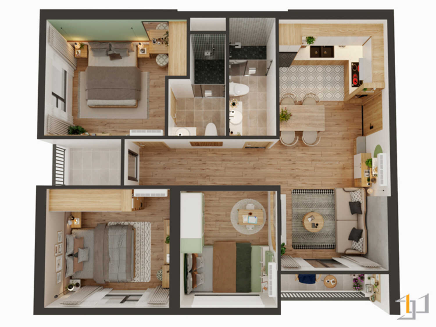 Mặt bằng chi tiết căn hộ Oriental Mansion